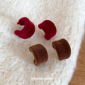 Plush Crescent Hoop Earrings in Brown and Red Metal Tone Jewelry view 1
