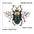 Antique Gold Bee Brooch Pearl Wings Enamel Abdomen Rhinestones view 6