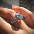 Silver Tone Square Clear Stone Halo Split Shank Ring view 3