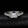 Square Clear Solitaire Celtic Knot Ring In Gold And Silver Tones view 3
