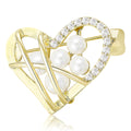 Pearl Openwork Heart Brooch in Gold and Silver for Jackets and Scarves view 1
