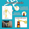 Gold Tone Ornate Key Bottle Opener Keychain With Cross Charm view 2
