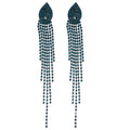 Long Crystal Strand Tassel Stud Earrings in Two Colors view 5