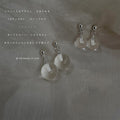 Silver Clear Hollow Glass Ball Drop Stud Earrings Pair view 1
