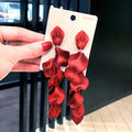 Colorful Fabric Petal Cascade Drop Earrings Fashion Jewelry view 12