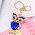 Heart Gem Owl Keychain Rhinestone Eyes Gold Clasp Six Colors view 8