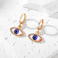 Gold Tone Realistic Eyeball Huggie Drop Earrings in Six Colors view 2