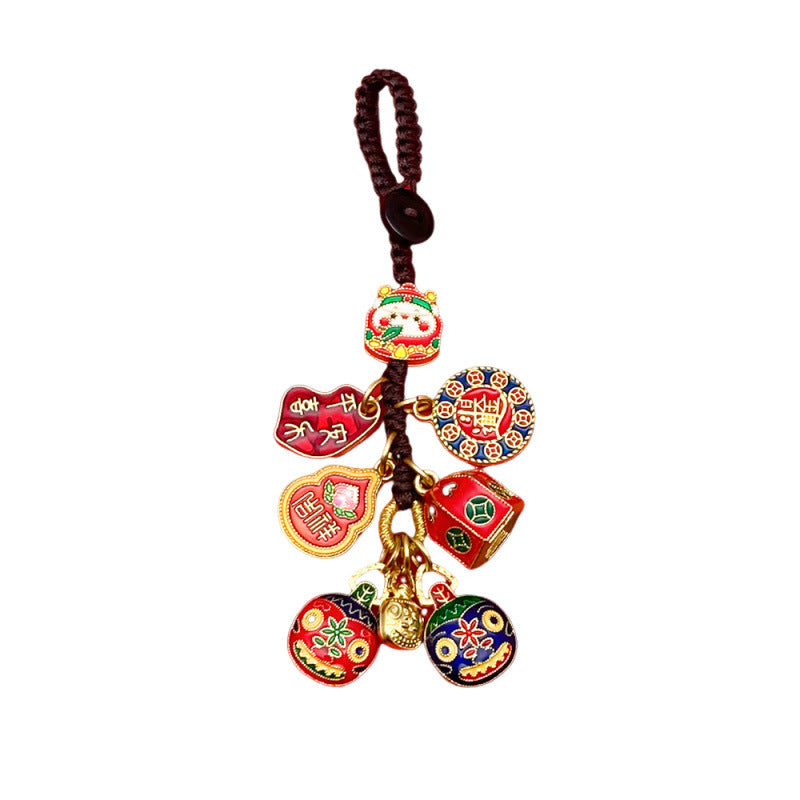 Zinc Alloy God of Wealth Pixiu Family Charm Pendant for DIY Keychain Phone Strap