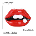 Red Enamel Lips Brooch Pearl Accent White Teeth Glossy view 5