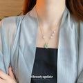 Mixed Pixelated Bracelet Images And Green Disk Pendant Necklace view 3