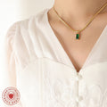 Gold Snake Chain Emerald Green Zircon Baguette Pendant view 3
