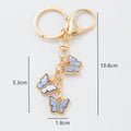 Enamel Triple Butterfly Keychain Gold Tone Metal Bag Charm view 2