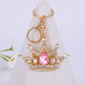 Rhinestone Crown Metal Keychain Gold Tone 4 Gem Colors view 7