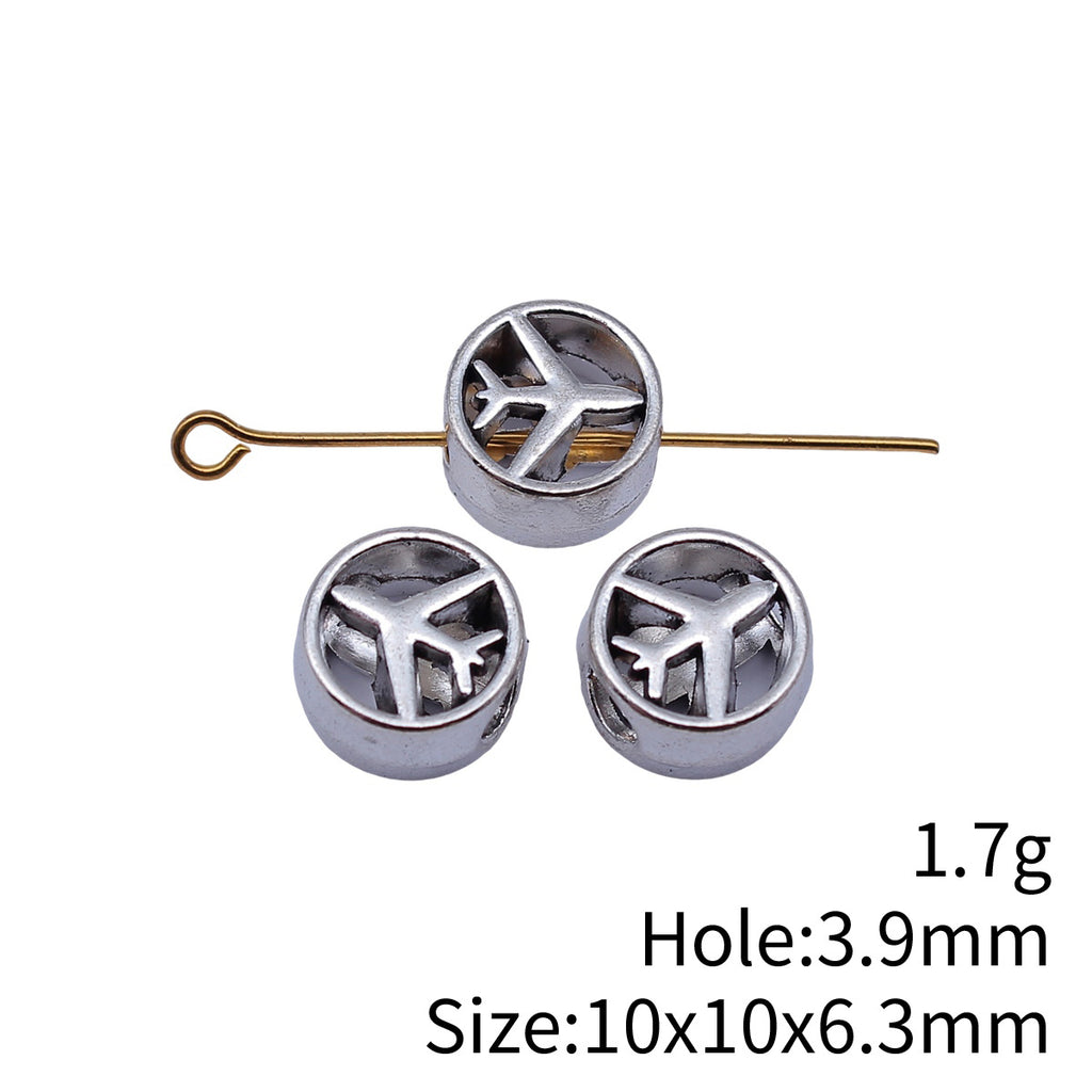 10x10x6.3mm 1.7g Antique Silver Zinc Alloy Airplane Large Hole Spacer Beads for Bracelet Jewelry Making