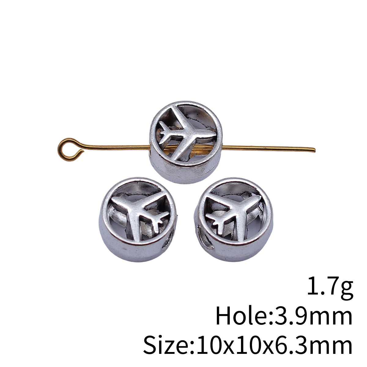 10x10x6.3mm 1.7g Antique Silver Zinc Alloy Airplane Large Hole Spacer Beads for Bracelet Jewelry Making