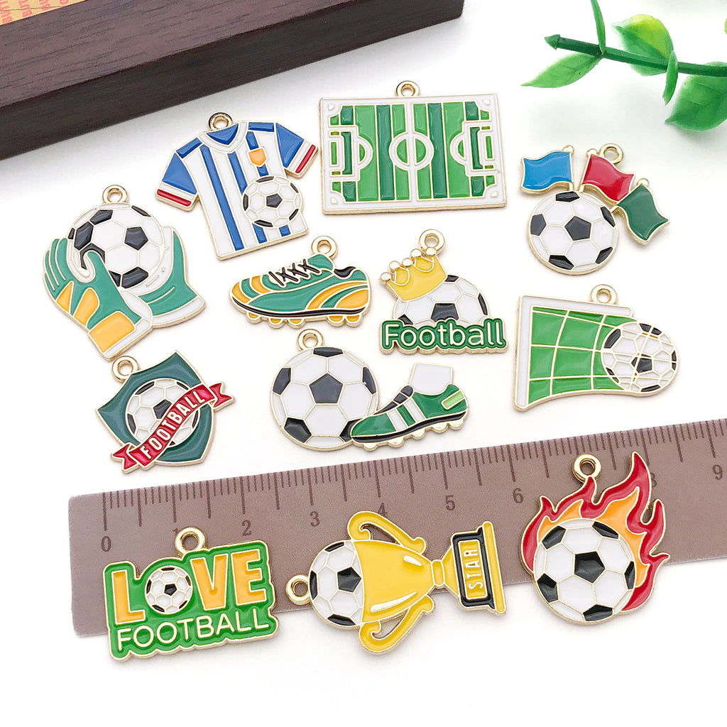 Enamel Zinc Alloy World Cup Football Charm Pendant for Necklace Bag Keychain