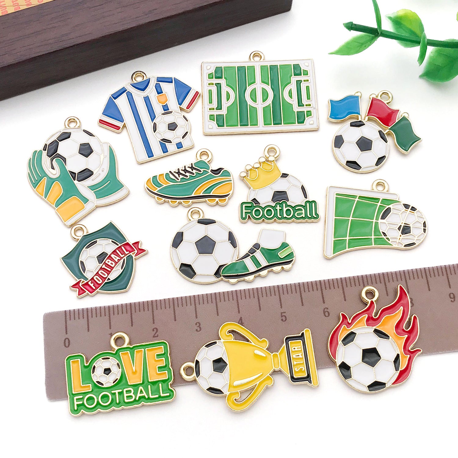 Enamel Zinc Alloy World Cup Football Charm Pendant for Necklace Bag Keychain