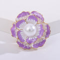 Layered Pearl Camellia Brooch in Purple or Soft Pink view 6