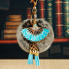 Blue-Fan Frosted-Green-Fur-Pom