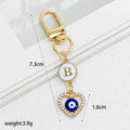 Rhinestone Evil Eye Heart Initial Letter Alloy Keychain view 2