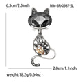 Crystal Cat Brooch Rhinestone Body Green Eyes Metal Pin view 8
