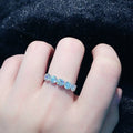 Five Round Stone Half-Eternity Ring In Polished Silver Tone view 4