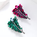 Green Feather Crystal Two Designs Metal Brooch Pin view 5