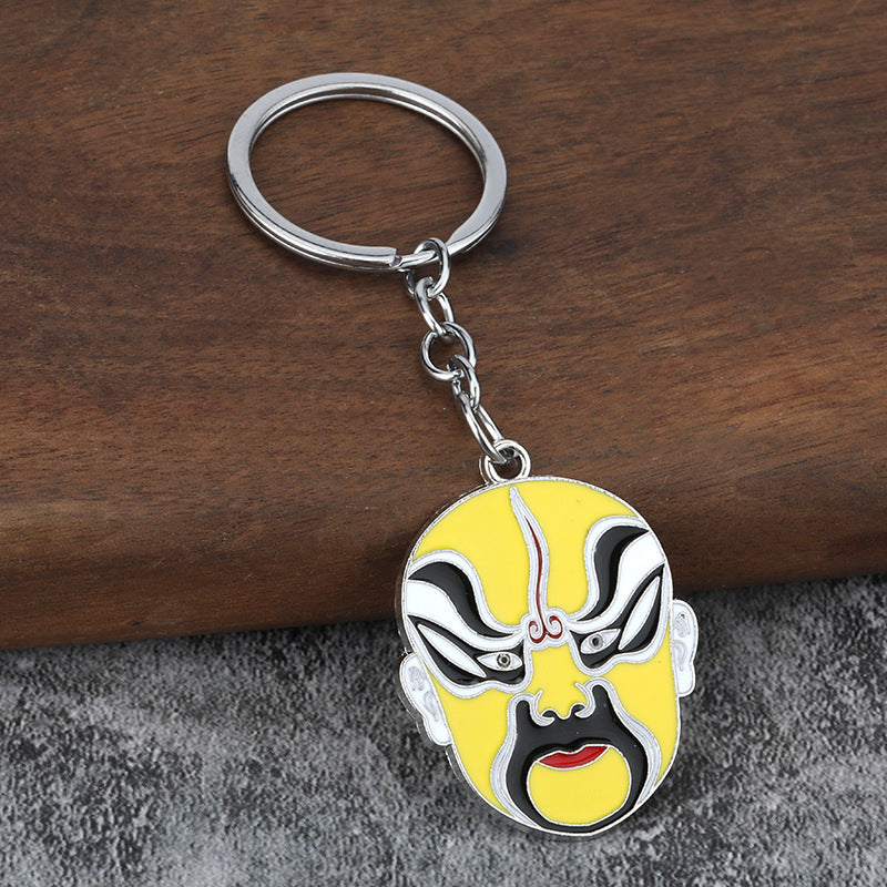 Chinese Opera Mask Metal Keychain Zinc Alloy Cultural Bag Charm Gift