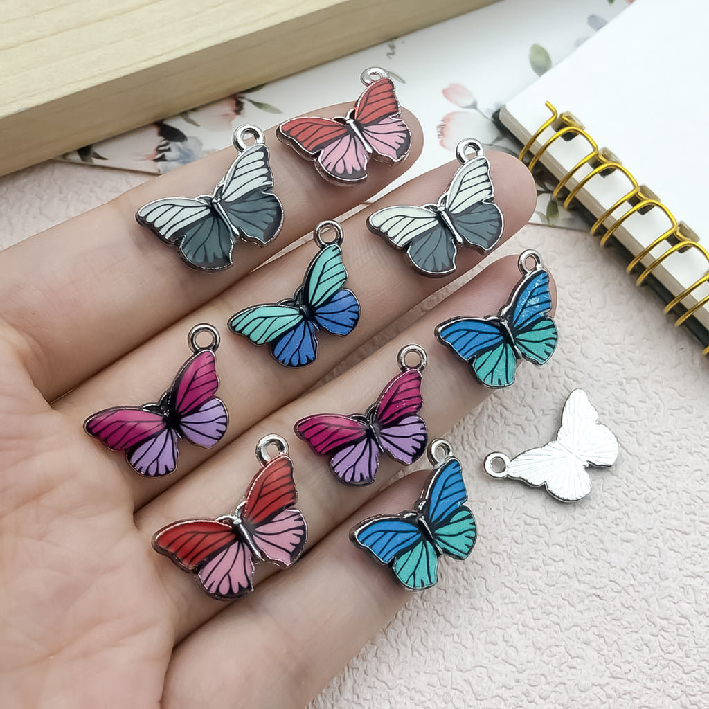 Color Enamel Zinc Alloy Butterfly Insect Charm Pendant for DIY Bracelet Necklace Earrings
