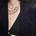 Four Layer Pearl and Multicolor Crystal Beaded Necklace view 2
