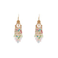 Green Multicolor and White Gold Chandelier Earrings view 7