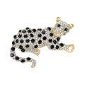 Rhinestone Leopard Brooch with Curved Tail and Spotted Body view 1