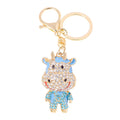 Rhinestone Enamel Cow Keychain Cartoon Calf Bag Charm view 5