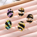 Gold Tone Oval Seed Bead Adjustable Rings in Four Colorways view 1