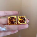 Brown Resin Geometric Statement Earrings in Twenty Styles view 8