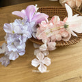 Fabric Flower Cascade Duckbill Hair Clips Pink Purple view 2