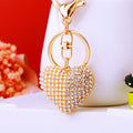 Double Sided Pearl and Crystal Heart Keychains in Plain and Corded Options view 10