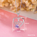 Silver Mom Heart Pendant Necklace Purple Clear Blue Stone view 4
