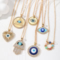 Gold Evil Eye Pendant Necklaces Rhinestone Styles 6 Designs view 1