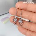 Silver Tone Flame Curve Drop Earrings With Clear Round Stones view 5