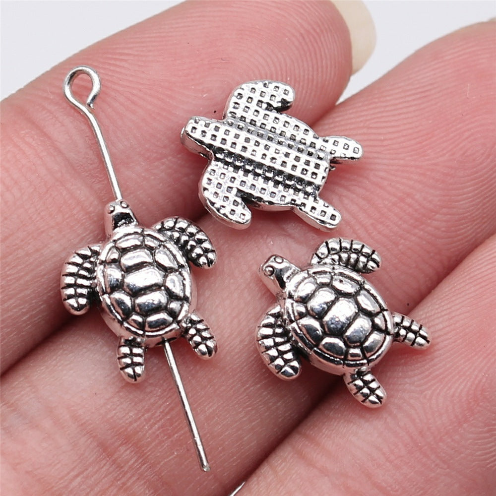 14x12mm 1.4g Antique Silver Zinc Alloy Turtle Loose Metal Beads for Bracelet DIY Jewelry Making