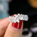 Gold White Tone Marquise Leaf Wheat Band Ring Sizes 6-10 view 1