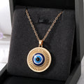 Gold and Silver Tone Round Openwork Evil Eye Pendant Necklaces view 6