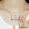 White Gold Curved Bar Smile Clear Pendant Necklace Alloy view 4