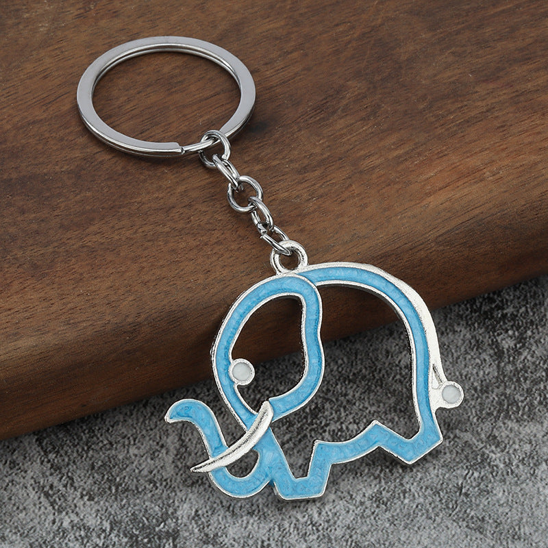 Elephant Enamel Keychain Metal Pendant for Simple Bag Charm