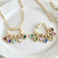 Gold Tone Chain Necklaces With Twelve Small Heart Birthstone Pendants view 4