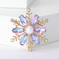Crystal Snowflake Brooch With Pearl Center In Three Colors view 6