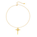 Gold Cross Necklace Zircon Halo Religious Medallion Pendant view 5