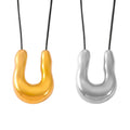 Chunky U Horseshoe Pendant Black Leather Cord Necklace view 5