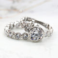 Silver Bezel Round Solitaire and Bubble Eternity Stack Rings view 2